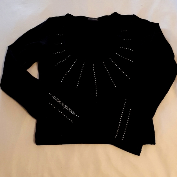 Black BoccoBarocco Italian low cut knitted top - Picture 3 of 4